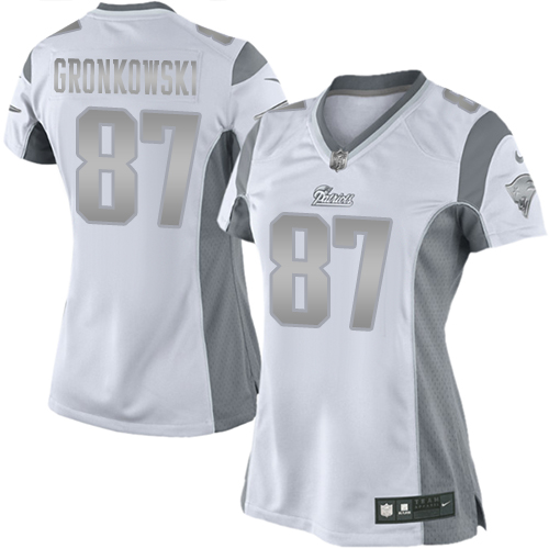 Women's Elite Rob Gronkowski Nike Jersey White - #87 Platinum NFL New England Patriots